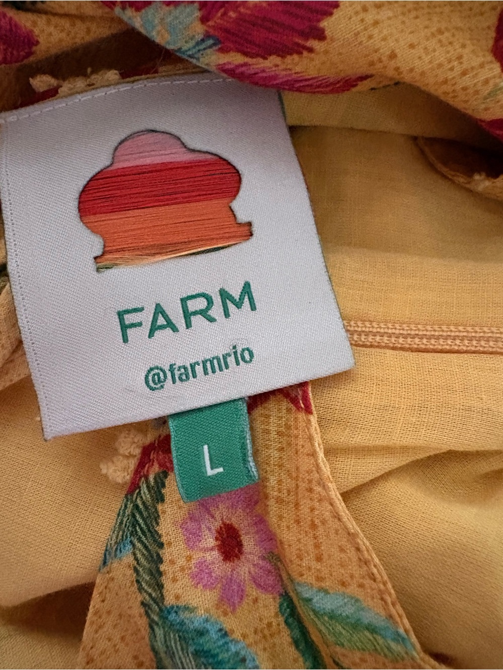 FARM Rio Yellow Floral Dream Smocked Midi Dress L - Picture 12 of 14